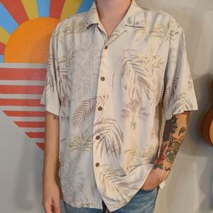 Mens Silk Tommy Bahama Beige Button Down Shirt